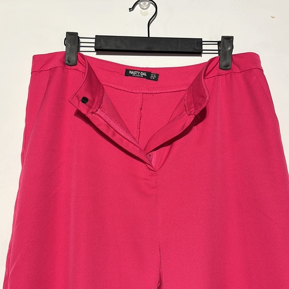 NEW Nasty Gal Hot Pink Tailored High Waisted Wide Leg Pants Size 10 - Picture 5 of 7